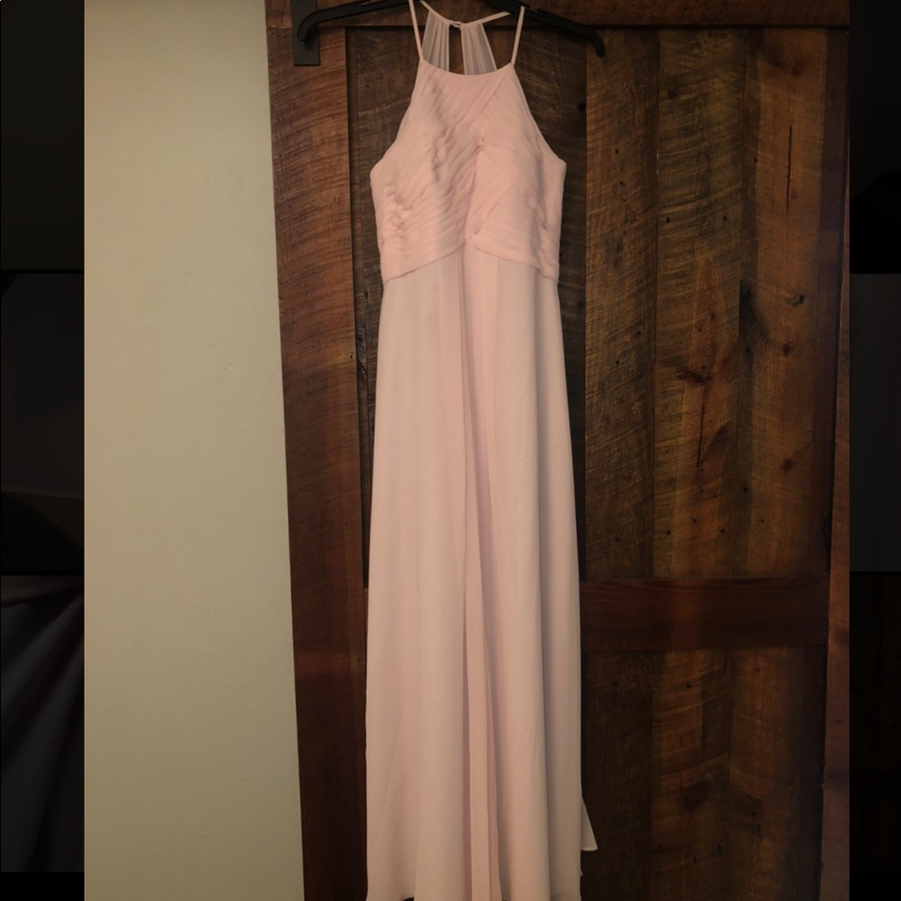 Azazie Ginger bridesmaid dress in blushing pink